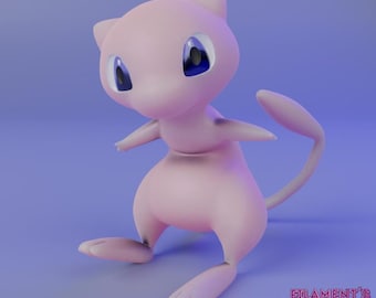 Beautifully Detailed Mew Figure in Vibrant Colors - Easy Assembly, High Resolution Print