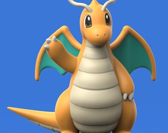 Dragonite-figuur: handgeschilderde harsmodelset | Afdrukken in 4K-resolutie | Eenvoudige montagestukken |