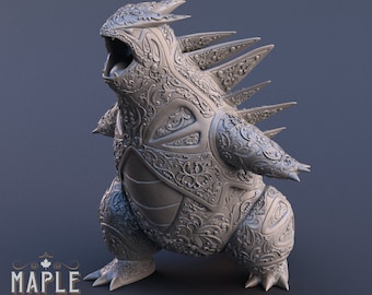 Tyranitar impreso en 3D a todo color / Impresión de alta resolución / Decoración de escritorio única / Gran idea para regalo