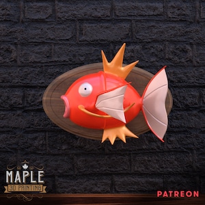Customizable 4k Wall Mounted Magikarp with Optional Back Board - Printed in Your Chosen Filament
