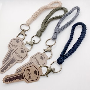 Macrame keychain, wristlet keychain, key lanyard, wrist strap for keys