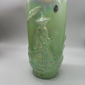 Fenton Mandarin Sea Green Glass Vase: Vintage Home Decor