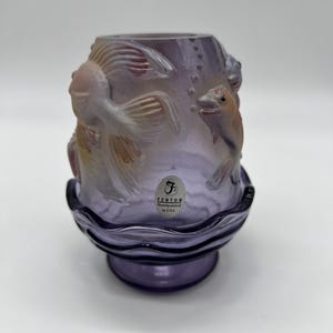 Fenton Atlantis Amethyst Fairy Lamp, Fenton Glass, Purple Glass, Art Glass, Koi Fish, Vinatge Glass, Collectible Glass, Hand Painted