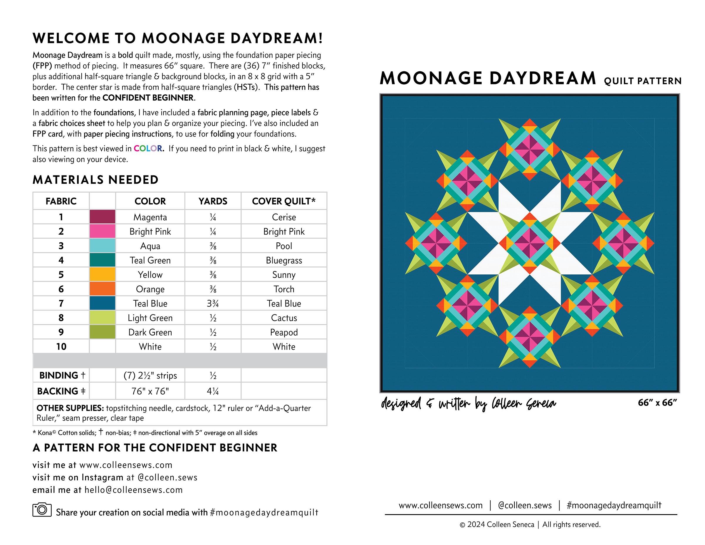 Moonage Daydream Throw Size PDF Quilt Pattern Download - Etsy