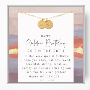 Collar de regalo del 20º cumpleaños de oro • Feliz cumpleaños dorado • Regalo de cumpleaños para una niña • Regalo de cumpleaños significativo • Regalo de cumpleaños número 20