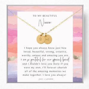 Nichte Geschenk Halskette: Für Nichte von Tante • Geschenk für Nichte Halskette • Familien Halskette • 9 mm Scheibe • 14k Gold gefüllt und Sterling Silber