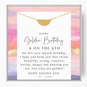 6th Golden Birthday Gift Necklace • Happy Golden Birthday • Birthday Gift for Girl • Meaningful Birthday Gift • 6th Birthday Gift