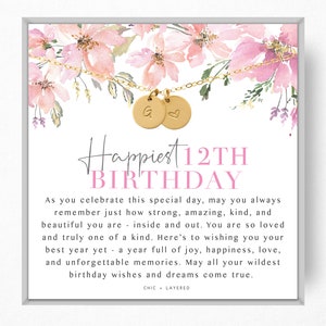 12e verjaardag cadeau ketting • gelukkige 12e verjaardag • gepersonaliseerde 12e verjaardag • zinvol verjaardagscadeau voor haar • aangepaste verjaardagscadeau