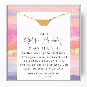 Collier cadeau d’anniversaire en or 9th • Joyeux anniversaire en or • Cadeau de 9ème anniversaire • Cadeau d’anniversaire pour fille • Cadeau d’anniversaire significatif