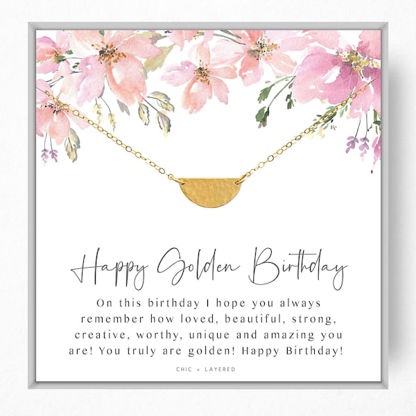 Golden Birthday Gift Necklace • Happy Golden Birthday • Personalized Birthday Gift • Meaningful Birthday Gift for Her • Custom Birthday Gift