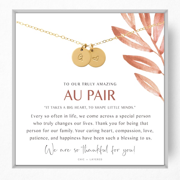 Au Pair Gift Necklace • Au Pair Thank You Gift • Au Pair Goodbye Gift • Babysitter Gift • Thank You Gift • Nanny Gift • Stamped Discs