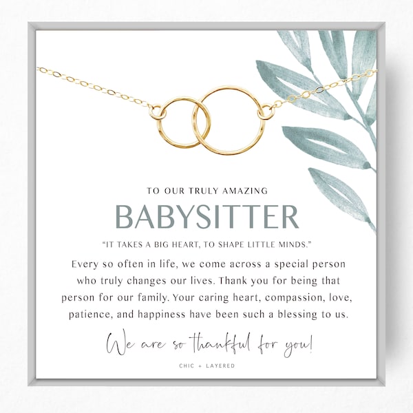 Babysitter Gift Necklace • Babysitter Thank You Gift • Nanny Gift • Babysitter Goodbye Gift • Appreciation Gift • Linked Circles