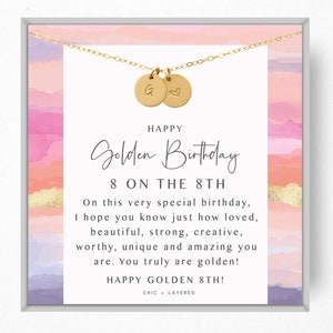 8th Golden Birthday Gift Necklace • Happy Golden Birthday • Birthday Gift for Girl • Meaningful Birthday Gift • 8th Birthday Gift