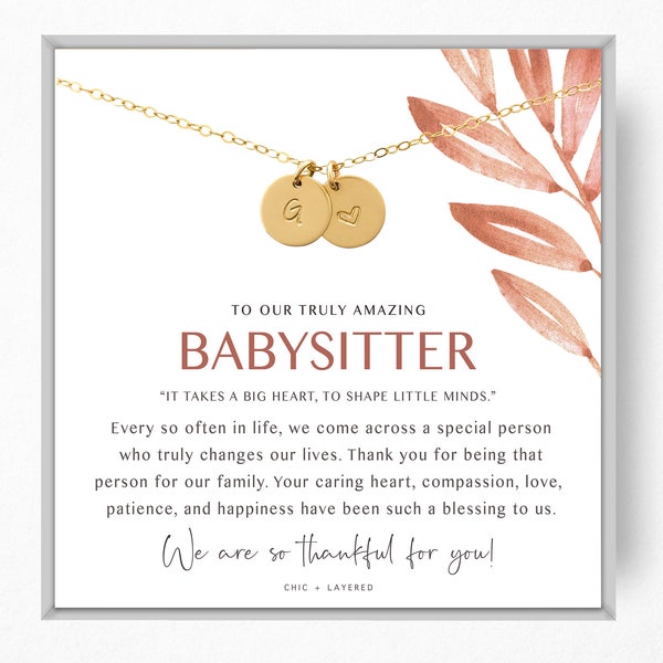 Babysitter Gift Necklace • Babysitter Thank You Gift • Nanny Gift • Babysitter Goodbye Gift • Appreciation Gift • Stamped Discs