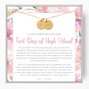 First Day of High School Necklace • Personalized High School Gift • Back To School • Freshman Year Gift • Words of Wisdom • Good Luck Gift