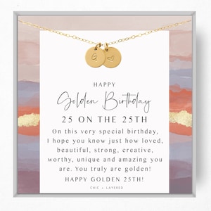 Colar de presente de 25º aniversário dourado • Feliz Aniversário Dourado • Presente de aniversário para menina • Presente de aniversário significativo • Presente de 25º aniversário