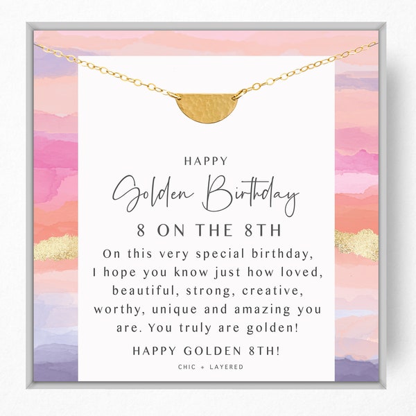 8th Golden Birthday Gift Necklace • Happy Golden Birthday • 8th Birthday Gift • Birthday Gift for Girl • Meaningful Birthday Gift