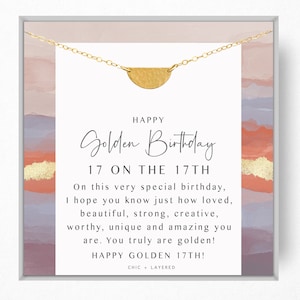 17th Golden Birthday Gift Necklace • Happy Golden Birthday • 17th Birthday Gift • Birthday Gift for Girl • Meaningful Birthday Gift