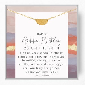 20th Golden Birthday Gift Necklace • Happy Golden Birthday • 20th Birthday Gift • Birthday Gift for Girl • Meaningful Birthday Gift
