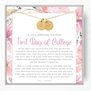 First Day of College Necklace Gift • Personalized Back To School Gift • New Beginnings • Words of Wisdom • Good Luck Gift • Thinking of You