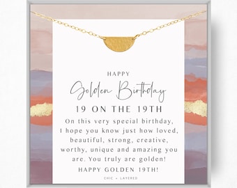 19th Golden Birthday Gift Necklace • Happy Golden Birthday • 19th Birthday Gift • Birthday Gift for Girl • Meaningful Birthday Gift