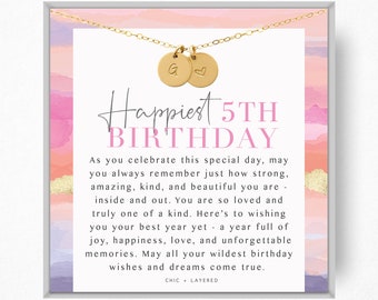5th Birthday Gift Necklace • Happy 5th Birthday • Personalized 5th Birthday • Meaningful Birthday Gift for Her • Custom Birthday Gift