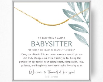 Babysitter Gift Necklace • Babysitter Thank You Gift • Nanny Gift • Babysitter Goodbye Gift • Appreciation Gift • Shape Options