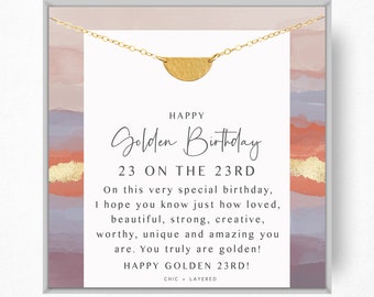 23rd Golden Birthday Gift Necklace • Happy Golden Birthday • 23rd Birthday Gift • Birthday Gift for Girl • Meaningful Birthday Gift