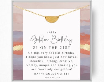 21st Golden Birthday Gift Necklace • Happy Golden Birthday • 21st Birthday Gift • Birthday Gift for Girl • Meaningful Birthday Gift