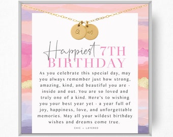 7th Birthday Gift Necklace • Happy 7th Birthday • Personalized 7th Birthday • Meaningful Birthday Gift for Her • Custom Birthday Gift