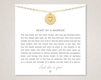 Heart of a Warrior | Empowering Gift Necklace • Fighter Hardship Gift • Strength Keepsake • Gift of Encouragement • Words of Wisdom Gift