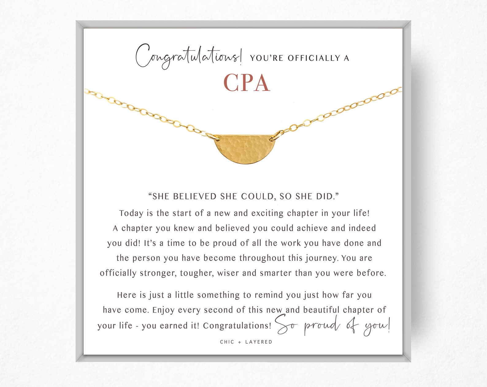 CPA Graduation Gift Necklace CPA Student Gift Certified Etsy