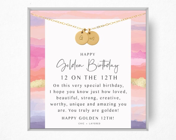 12th Golden Birthday Gift Necklace Happy Golden Birthday - Etsy