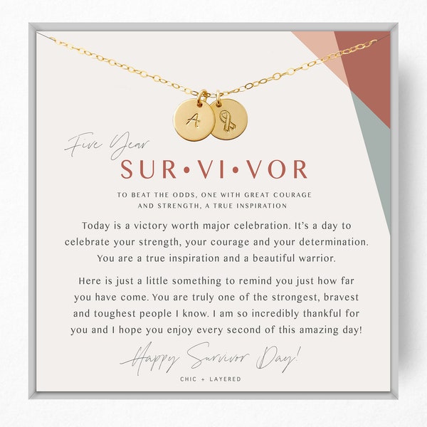 Five Year Cancer Survivor Necklace • Happy Survivor Day Gift • Breast Cancer Survivor • Survivor Gift • Warrior Gift • Strength Gift