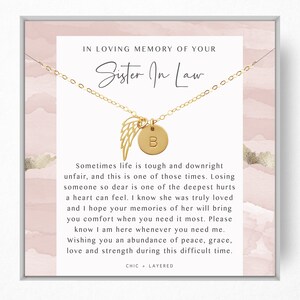 Sister-In-Law Memorial Gift Necklace • Grief Gift • Loss Keepsake • 9mm Disc + Angel Wing • 14k Gold Filled and Sterling Silver