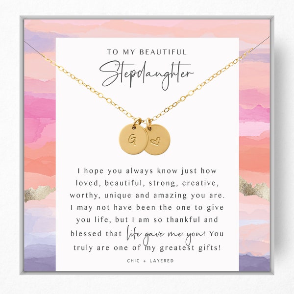 Stepdaughter Gift Necklace • To Stepdaughter, Bonus Daughter from Stepmom • 9mm Disc • 14k Gold Filled and Sterling Silver