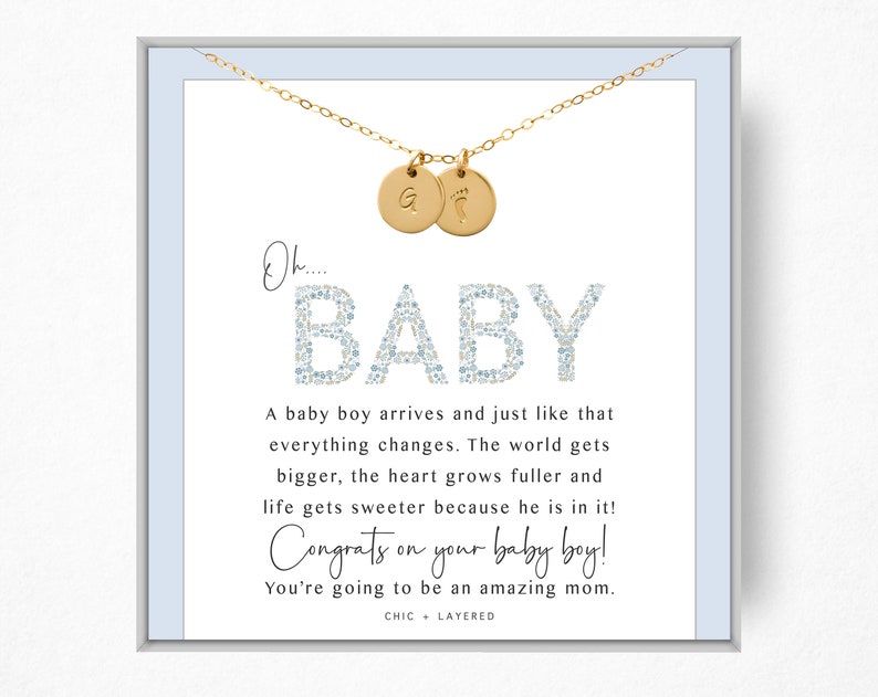 New Mom Gift Necklace New Baby Boy Gift It s A Boy Etsy