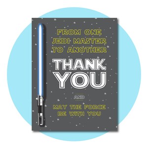 Jedi Meister Dankeskarte | 3 X 4 Sofortiger digitaler Download | Geburtstag | Druckbar
