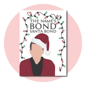 De naam is Bond, Santa Bond | Wenskaart voor de feestdagen van "Het Kantoor" | 5X7 directe digitale download | Afdrukbaar | Kerstkaart