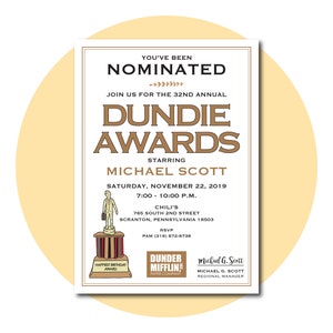 Dundie Awards Invitation | 5x7 Digital Download Template | Birthday, Bridal Shower, Baby Shower | PDF, JPEG