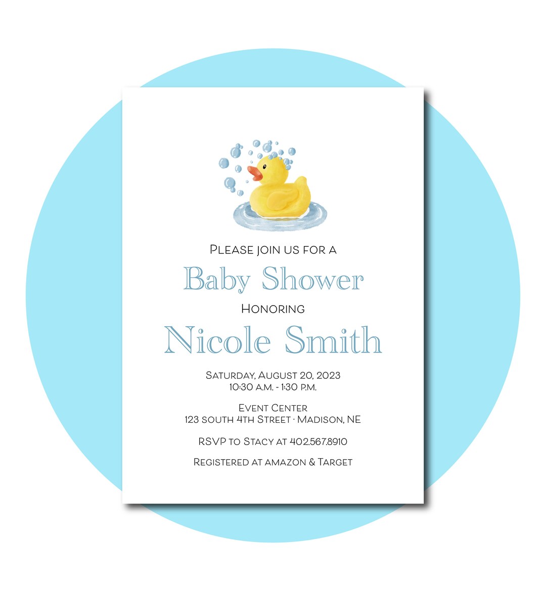 Rubber Duckie You're the One | 5x7 Digital Download Template | Birthday, Baby Shower | Printable ...