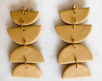 NAOMI in Mustard Yellow | Polymer Clay Statement Earrings, Modern Earrings