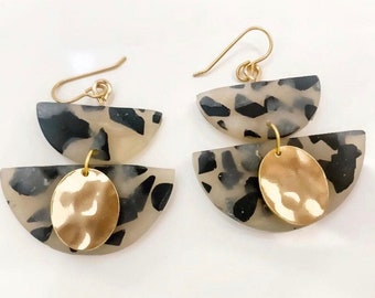 Blonde Tortoise Earrings | Polymer clay Statement Earrings, Modern Earrings