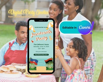 Animated Juneteenth Pool Party Invitation: Beach BBQ Evite (Digital Download)