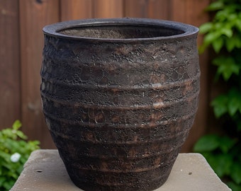 12-20 inches tall fiberglass planter finished in nature, beautiful texture plant pots, garden planter, offer in multiple sizes.