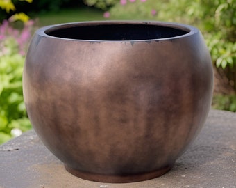 XL 22 - 31 Inches Fiberglass planter, Beautiful plant pots, garden - home - public decoration - finishing vintage copper.