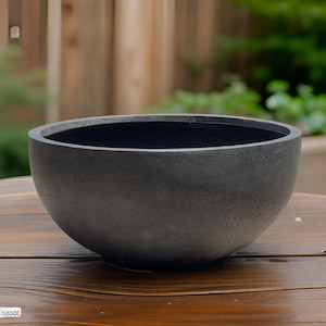 Big Pond 25-28 Inches Fiberglass planter pond in dark stone, Beautiful plant pots, garden planter, planter, home good decor
