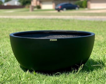 Big Pond 22-28 Inches Fiberglass planter in matte black. Beautiful Plant Pots, Garden Planter, Planter, Home Good Decor