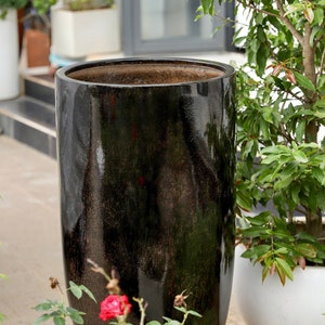 37 Inches tall fiberglass planter, beautiful round high pot, home - garden planter, finished in multiple glazed colors.