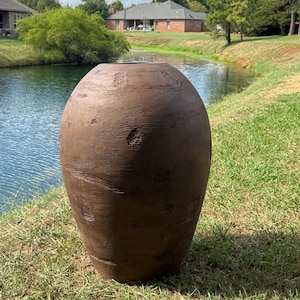 XXXL Fiberglass Planter: 60-inch Clay Color, Unique Texture